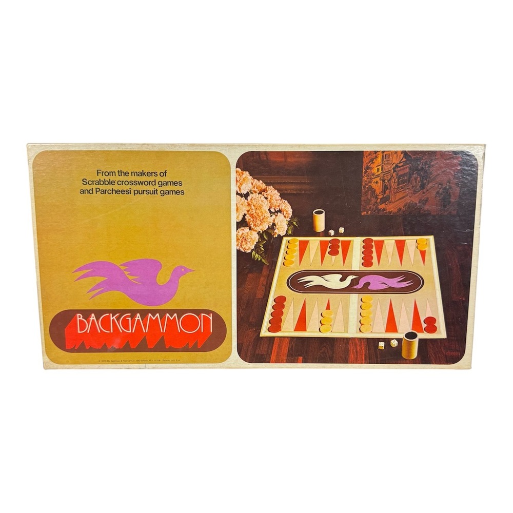 Vintage 1975 Selchow & Righter Backgammon Board Game Complete Set 1913